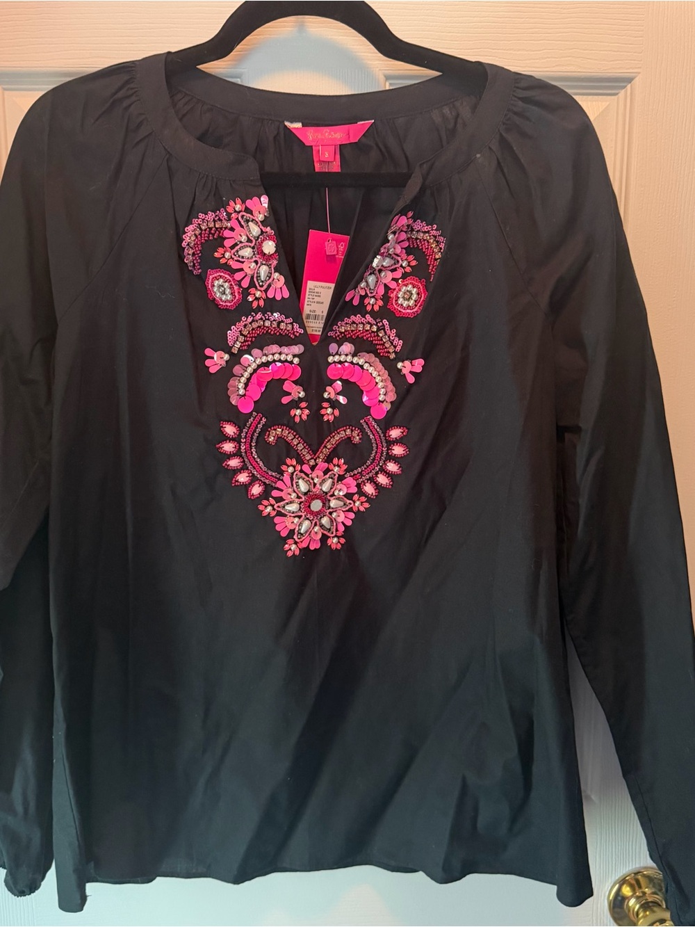 Lilly Pulitzer Iva Top Onyx with Embellishments NWT